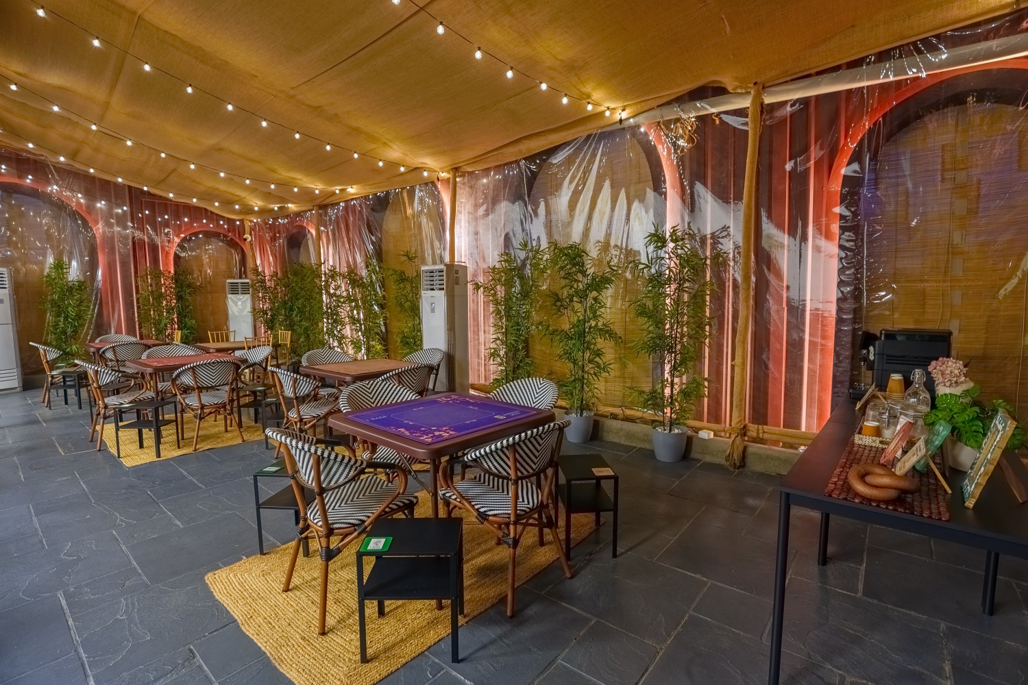 The Verandah at 1 BAM glowing under fairy lights